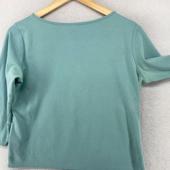 EILEEN FISHER Top S Cotton Interlock Jersey Round Neck 3/4 Sleeve Basic Blue - Picture 7 of 14
